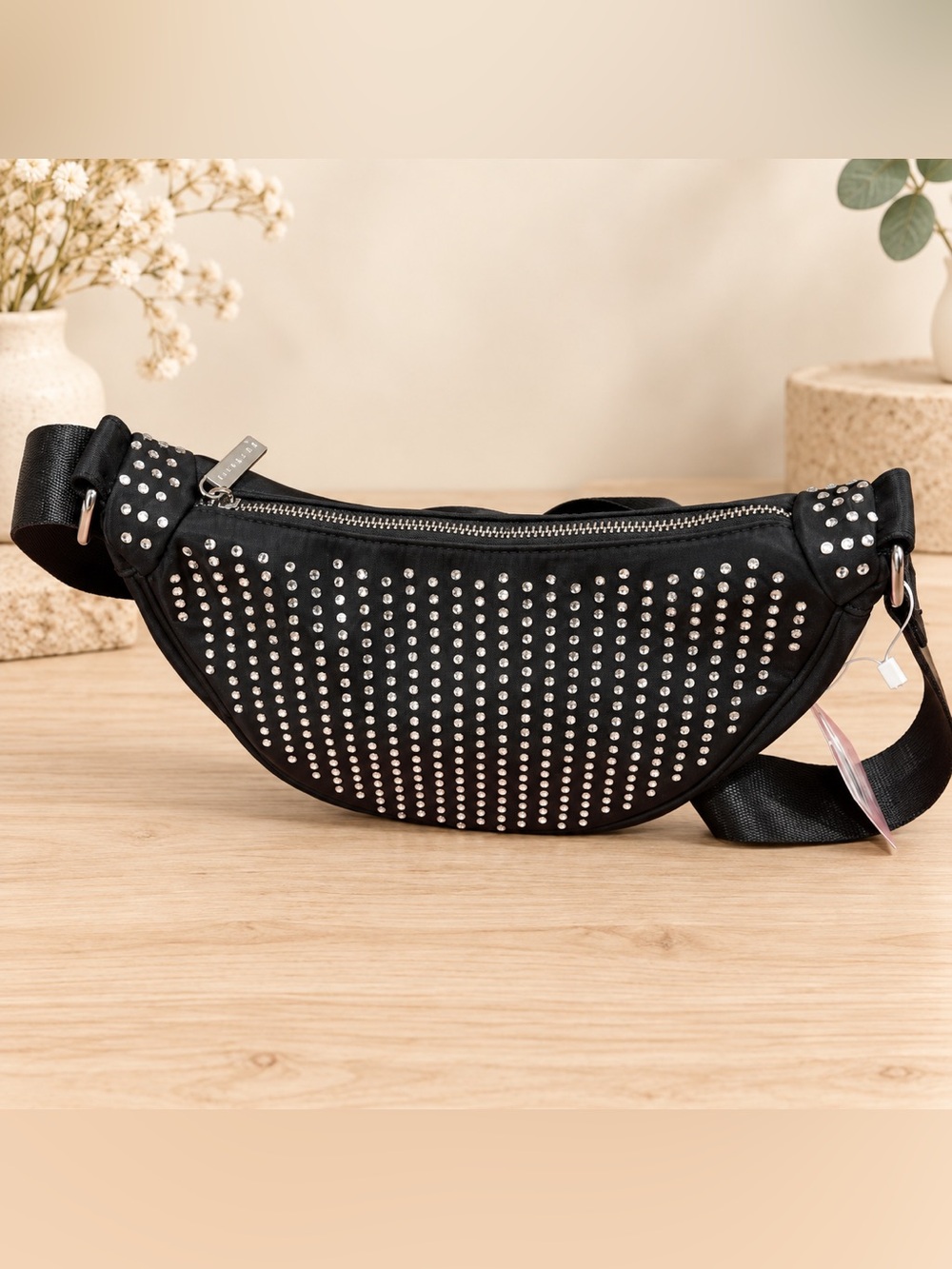 Black Studded Bag/ crossbody - Silver Hardware